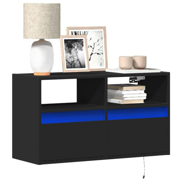 vidaXL TV-Wandschrank mit LED-Beleuchtung Schwarz 80x31x45 cm, 852328