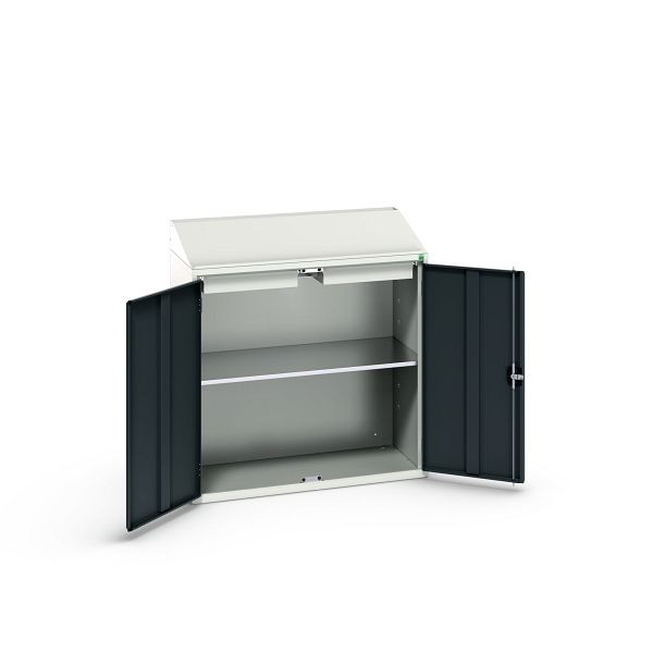 bott verso Economy Pult, mit 1 Fachboden und 2 Schubladen, BxTxH: 1050 x 550 x 1130 mm, Lichtgrau / Anthrazitgrau, 16929212.19