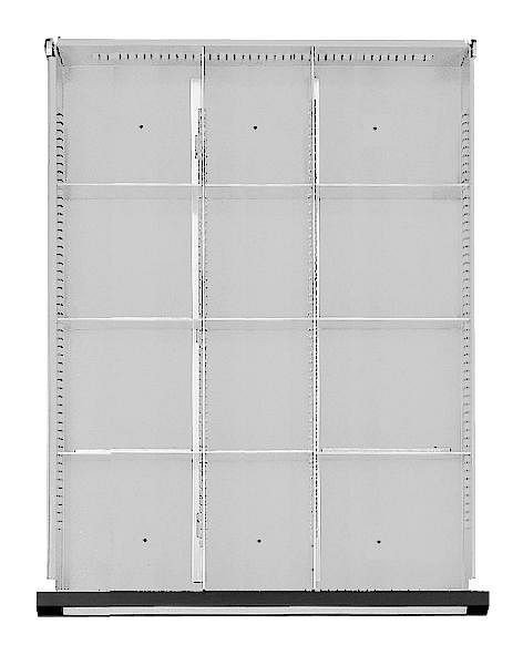 ANKE Werkbänke Schubladeneinteilungssatz; für Schublade 410 x 540 mm (BxT); für Fronthöhe 180 - 360 mm; 1/3 Teilung, 902.007