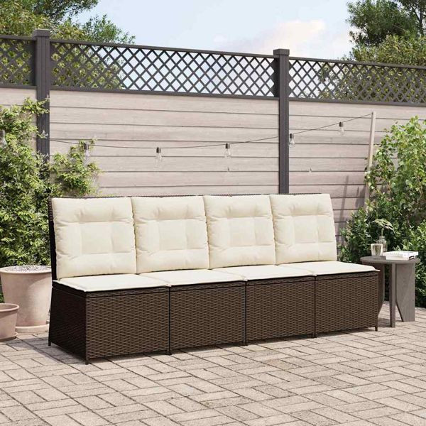 vidaXL Gartensofa mit Kissen Braun Poly Rattan, 3394477