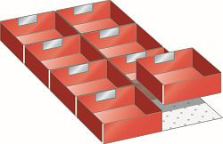 LISTA Set Einsatzkästen 18x36E (BxTxFH) 306x612x75mm, 8 Einsatzkästen 150x150mm, 80.627.000