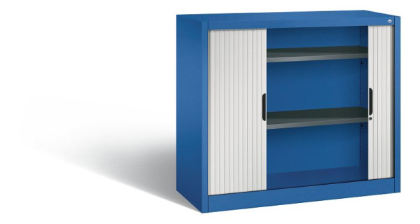 C+P Sideboard mit Rollladen Omnispace, H1030xB1200xT420mm, Farbe: Enzianblau / Lichtgrau, Griffmulde, 2 OH, 3243-00 S10189