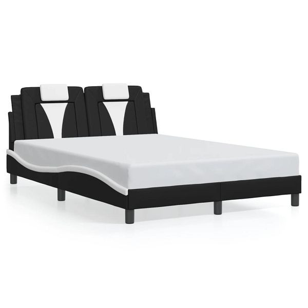 vidaXL Bettgestell mit Kopfteil Schwarz und Weiß 120x200 cm Kunstleder, 3208087