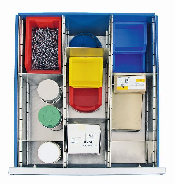stumpf Einteilungs-Set, 1/3 verzinkt, 9-teilig, 200 mm hoch, für 200 mm hohe Schubladen der Serien T100/35, STS, ESTA und MovaFlex, 7001209