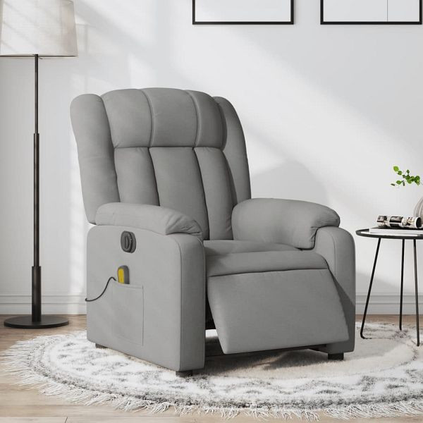 vidaXL Massagesessel Elektrisch Hellgrau Stoff, 3205304