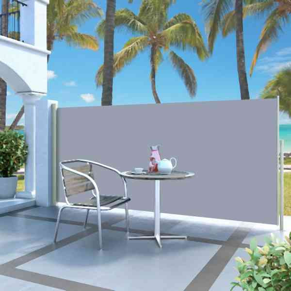 vidaXL Ausziehbare Seitenmarkise 140x300 cm Grau, UV-beständig, 45357