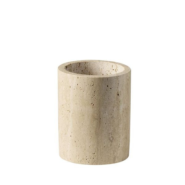 APS Besteckbehälter TRAVERTINE - Travertin (Kalkstein), Ø 11 cm, Höhe 13,5 cm, mit Abflussloch, 11756