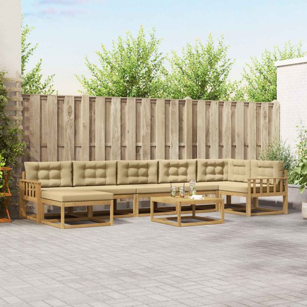 vidaXL Outdoor-Sofagarnitur 8-teilig Weiß und Beige, 3386792