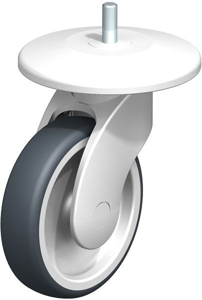 Blickle LWK-TPA 126G-11-AMW125 Kunststoff-Lenkrolle WAVE mit Abweisrad, Thermoplastisches Gummi-Elastomer, Grau, 849188