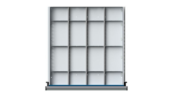 Ulmia Schubladeneinteilungsmaterial, Serie V + T (BL), 1/4 Teilung für Schublade, 57 mm, 901.909, 4014641061548