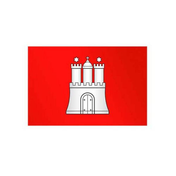 Stein HGS Landesflagge Hamburg, 300 x 120 cm (Hochformat), mit Kunststoff-Karabiner, FlagTop 110 g/m², für Fahnenmasten 7 m, mit Hohlsaum für Ø 4 cm Ausleger, 26326