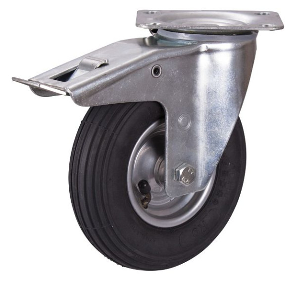 VARIOfit Bremsrolle mit Luftreifen, 200 x 50 mm, schwarz, auf Stahlfelge, dpl-200.000
