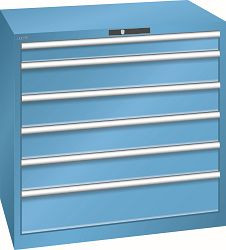 LISTA Schubladenschrank 54x36E (BxTxH) 1023x725x1000mm KEY Lock, Lichtblau, 6 Schubladen, Traglast Schubladen: 75 kg, 78.291.010