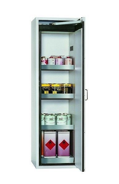 asecos Sicherheitsschrank S-CLASSIC-90, S90.196.060.WDASR in lichtgrau RAL 7035 mit 3x Wannenboden Standard (Edelstahl), 30230-001-33457