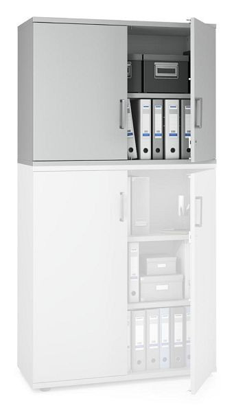 Deskin Flügeltüren-Aufsatzschrank MULTI MODUL-PRO, Dekor lichtgrau, B 1000 x H 750 x T 420 mm, 351877
