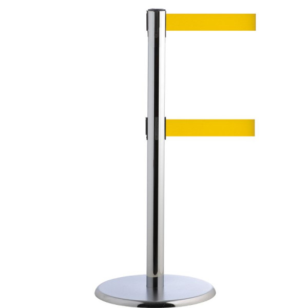 Stein HGS Personenleitsystem -P-Line Duo-, chrom, signalgelb, mit Gurtendstück (Standard), Gurtlänge: 2 x 4 m, 14151-1302