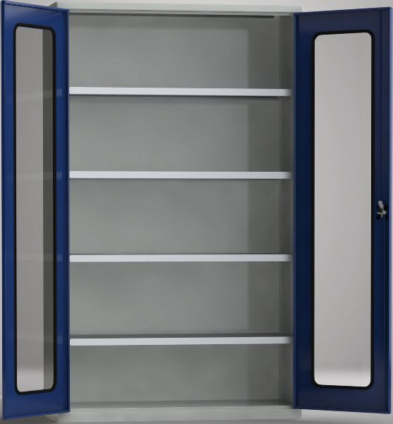 KLW Universalschrank 2000x1200x490mm, Acrylglas-Türen, Basküleverschluss, 4 verzinkte Fachböden (80 kg), verstellbar, 7FN-QH2000FD-0204XRB