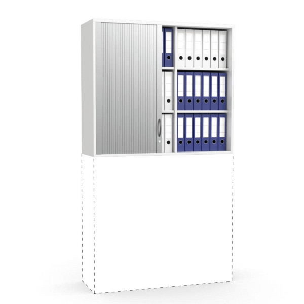 Deskin Rollladen-Aufsatzschrank MULTI M, Dekor weiß, B 1200 x H 1055 x T 420 mm, 271927