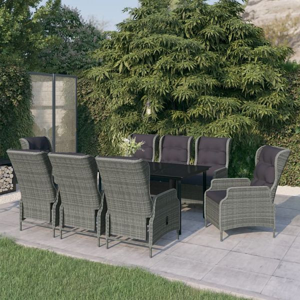 vidaXL 9-teilig Garten-Essgruppe Hellgrau, 3099648