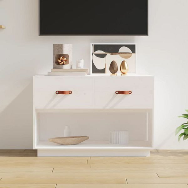 vidaXL TV-Schrank Weiß 90x40x60 cm Massivholz Kiefer, 821523