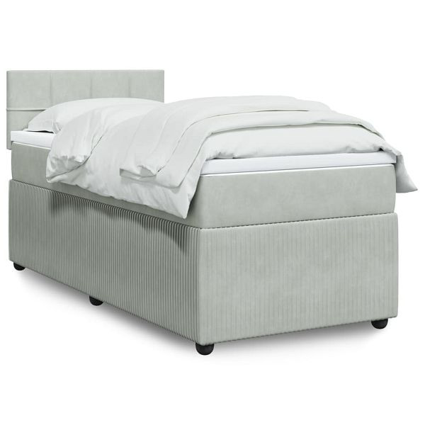 vidaXL Boxspringbett mit Matratze Hellgrau 80x200 cm Samt, 3289890