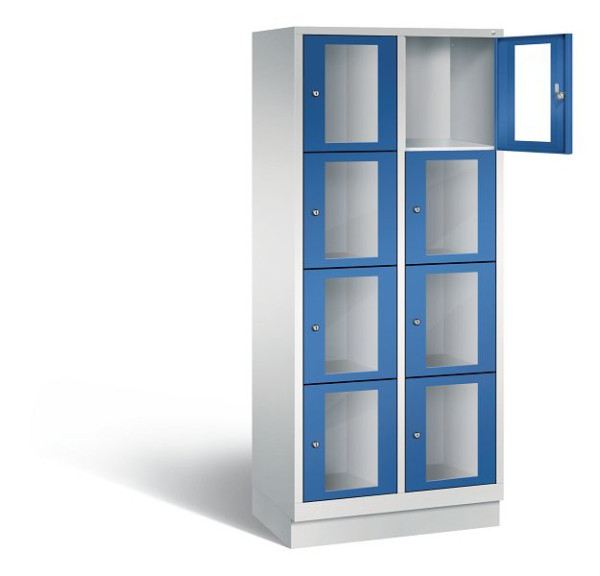 C+P Schließfachschrank Classic, H1800xB810xT500mm, Farbe: Lichtgrau / Enzianblau, 8020A224 S10003