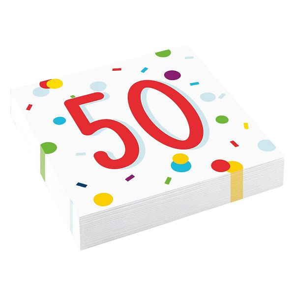 AMSCAN Motivserviette 33x33 Geburtstag Zahl 50, 20 Stück, 9906764