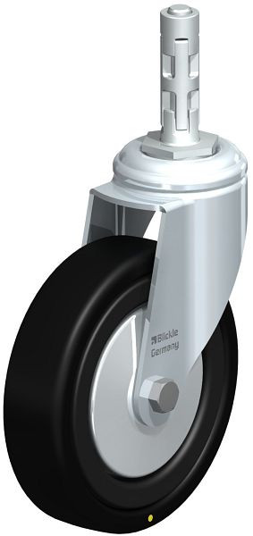 Blickle LKRA-VPA 126K-11-EL-FA-E11 Apparate-Lenkrolle mit Expander, Vollgummi, Schwarz, 750833
