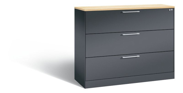 C+P Hängeregistraturschrank Asisto, H1010xB1200xT435mm, Farbe: Schwarzgrau, Bügelgriff, 146041-313 S10134