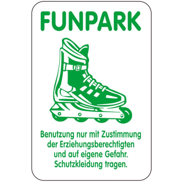Stein HGS Sonderschild, FUNPARK, Benutzung nur mit Zustimmung der Erziehungsberechtigten, 400 x 600 mm, 15003