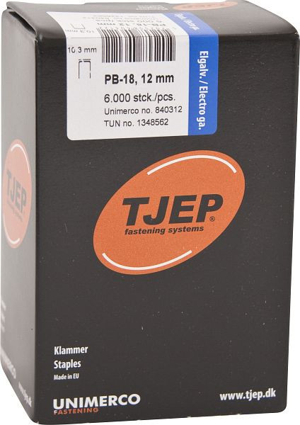 TJEP PB-18 12mm Klammer, verzinkt Box 6.000 Stück, Klammern, 840312