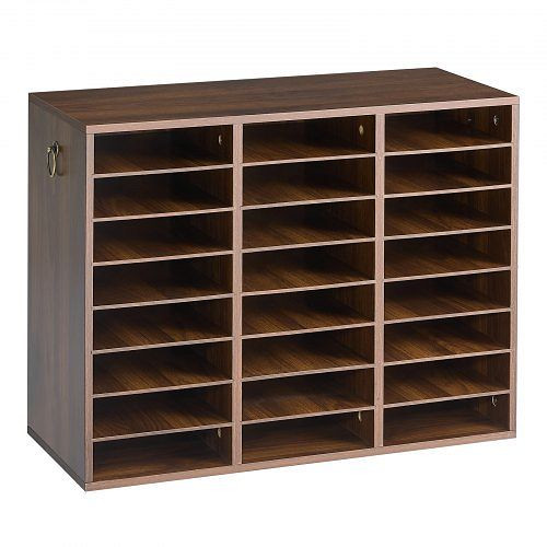 VEVOR Dokumentenablage Holz Schreibtisch Organizer mit 24 Fächern Braun, Akten, Papiere, Verstellbaren Einlegböden Büro, MDF, WJZLFPJRZBC2L48Y9001V0