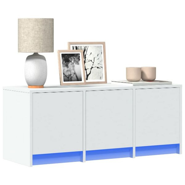 vidaXL TV-Schrank mit LED-Beleuchtung Weiß 97x34x40 cm Holzwerkstoff, 852236