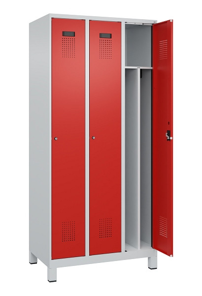 C+P Spind Evolo PLUS, mit Füßen, 3 Abteile, 1950x900x500mm, 7035/3020, Verschluss Zylinderschloss, 049010-30F S10032