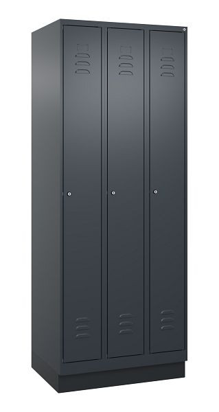C+P Umkleidespind Classic PLUS, Sockel, 3 Abteile, 1950x750x500mm, 7016/7016, Zylinderschlösser, 080020-39 S10027
