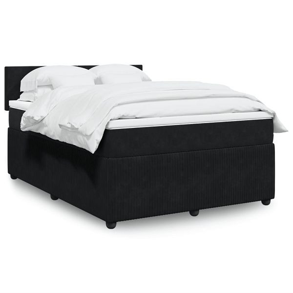 vidaXL Boxspringbett mit Matratze Schwarz 140x200 cm Samt, 3290054
