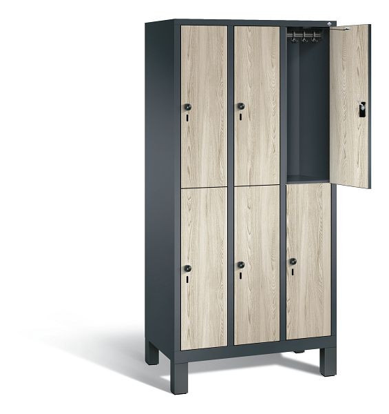 C+P Spind doppelstöckig Evolo, H1850xB900xT500mm, Farbe: Anthrazitgrau / Dekor Sen-Esche, 48310-30 S10461