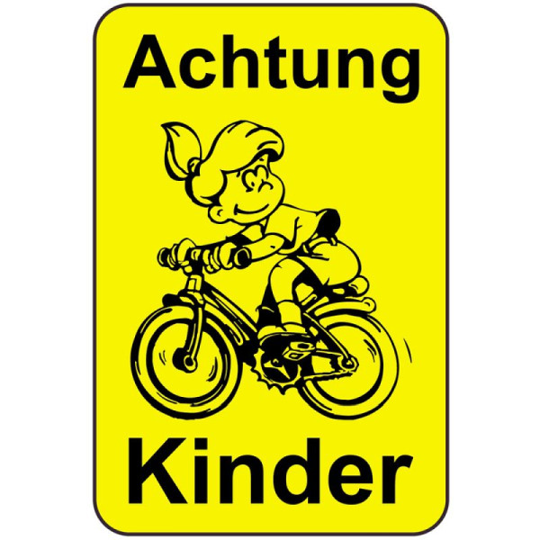 Stein HGS Kinderhinweisschild/Verkehrszeichen Achtung Kinder, 650x1000mm, Grund: gelb lackiert, 14770
