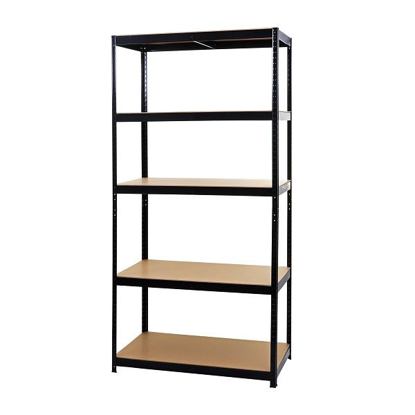 Mendler Schwerlastregal HWC-E33, Kellerregal Steckregal Lagerregal, 875kg Stahl 5 Böden, schwarz 200x100x60cm, 72249