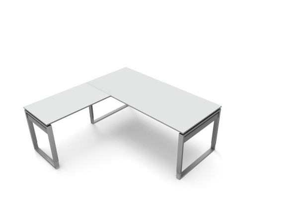 Kerkmann Schreibtisch B 1800 x T 800 x H 680-820 mm mit Anbautisch, Form 5, Farbe: lichtgrau, 11405611