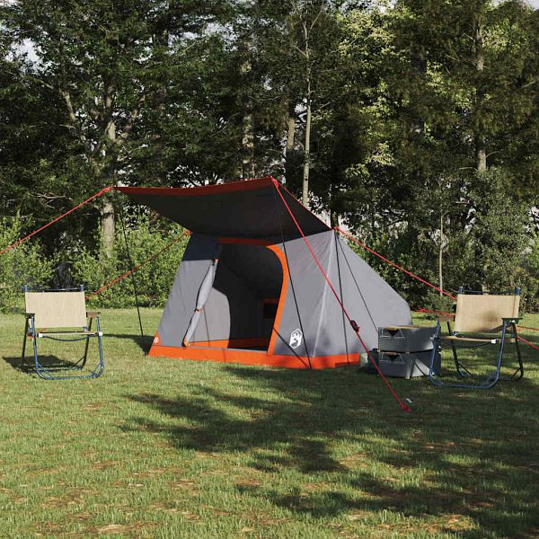 vidaXL Campingzelt Grau und Orange 282 x 225 x 154 cm Polyester, 42001159