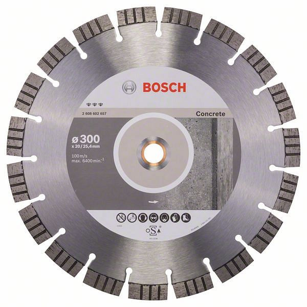 Bosch Diamanttrennscheibe Best for Concrete, 300 x 20,00/25,40 x 2,8 x 15 mm, 2608602657