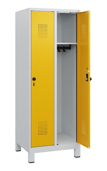 C+P Spind Evolo PLUS, Füße, 2 Abteile, 1630x600x500mm, 7035/1004, Drehriegel, 0490105-20 S10000