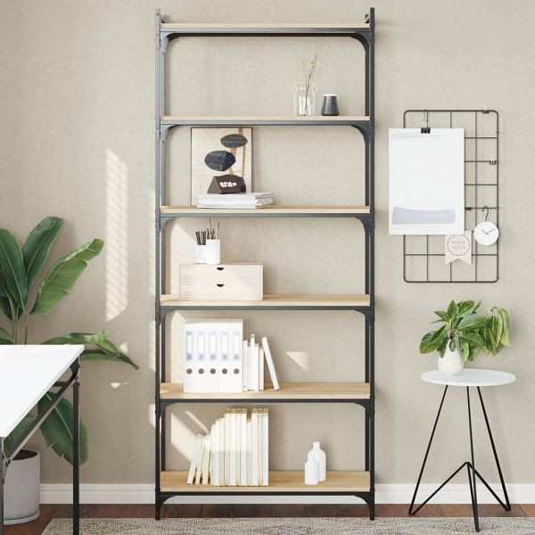vidaXL Bücherregal 6 Böden Sonoma-Eiche 80x30x188 cm Holzwerkstoff, 837683