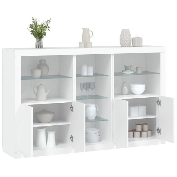 vidaXL Sideboard mit LED-Leuchten Weiß 162x37x100 cm, 3209170