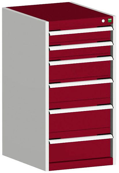 bott cubio Schubladenschrank bestückt mit 6 Schubladen BxTxH: 525 x 650 x 1000 mm, RAL 7035/3004, 40018059.24V