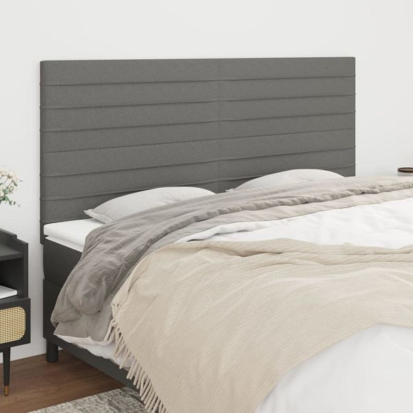 vidaXL Kopfteile 4 Stück Dunkelgrau 100x5x78/88 cm Stoff, 3116495
