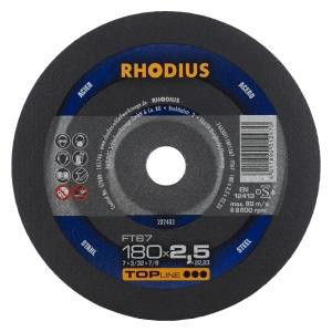 Rhodius TOPline FT67 Freihandtrennscheibe, Durchmesser [mm]: 180, Stärke [mm]: 2.5, Bohrung [mm]: 22.23, VE: 25 Stück, 202403
