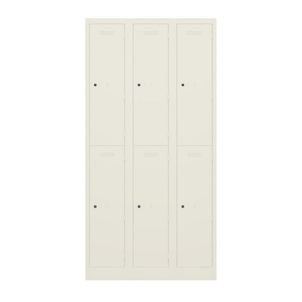 Bisley Garderobenschrank Primary Locker, 3 Abteile mit je 2 Fächern übereinander, 625 reinweiß, PL3050T2625