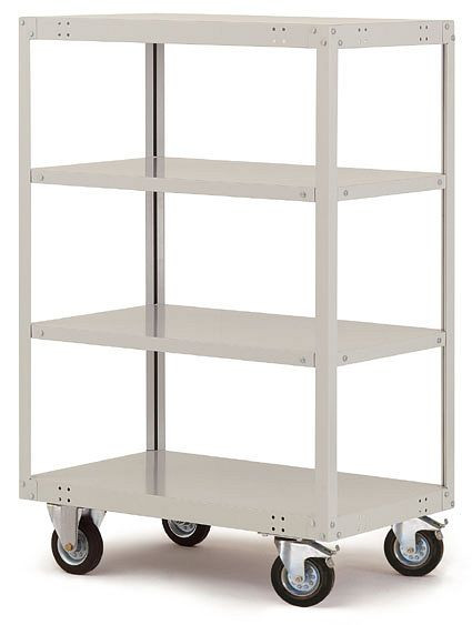 Manuflex Etagenwagen TRANSOMOBIL, mit 400 kg Tragkraft, HxBxT: 1505 x 600 x 1500 mm, rotorange, TT4152.2001